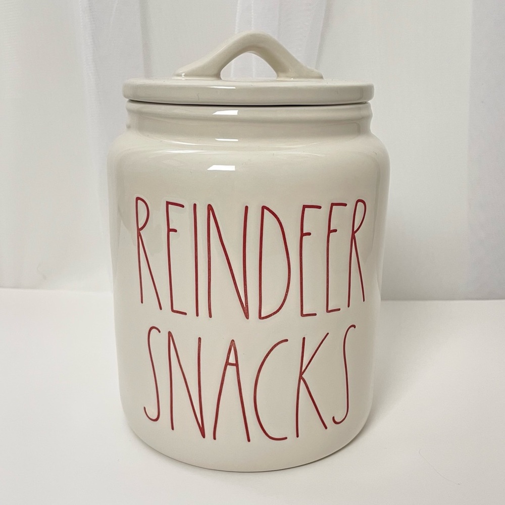 Rae Dunn Reindeer Snacks Christmas holiday jar canister